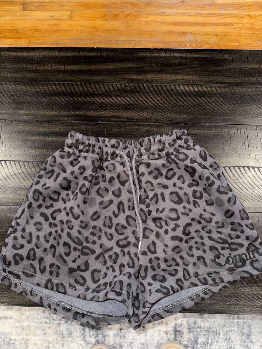 Comfort Minimalist Women's Dark Charcoal Leopard Athletic Shorts